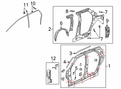 2004 Buick Rendezvous Bracket, Front Fender Front Diagram for 10309943