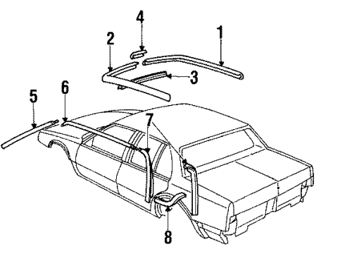 1987 Buick LeSabre Molding Assembly, Reveal, Windshield Side Diagram for 20211707