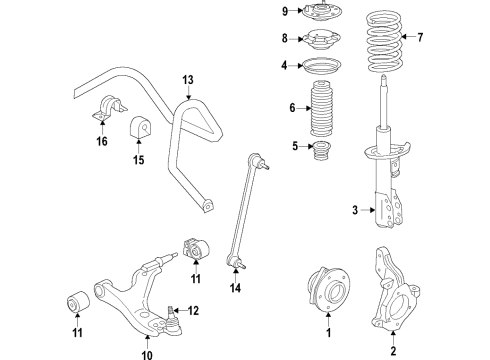 2021 Buick Enclave Front Suspension Strut Assembly Diagram for 84287471