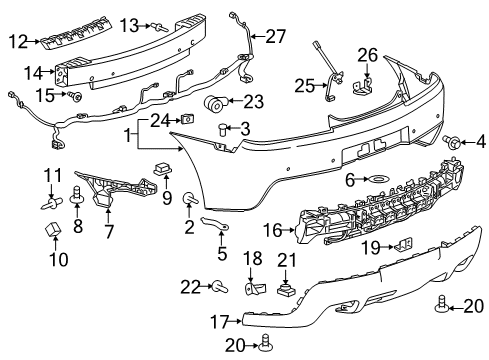 2014 Chevy Camaro Rear Bumper Cover Lower Diagram for 22829476