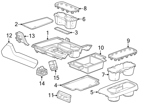 2023 GMC Sierra 1500 ARMREST ASM-F/FLR CNSL *JET BLACK Diagram for 85542227