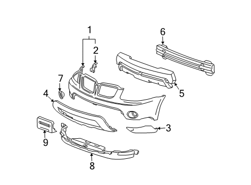 2007 Pontiac Torrent Front Bumper Diagram