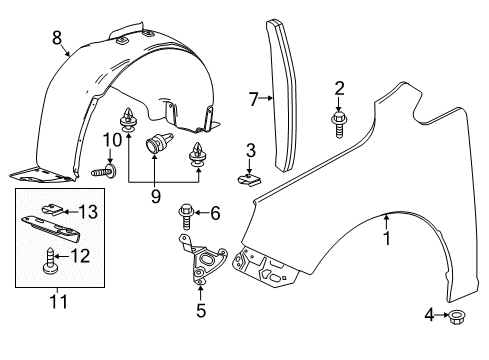 2016 Buick Verano Liner Assembly, Front Wheelhouse Diagram for 22944976