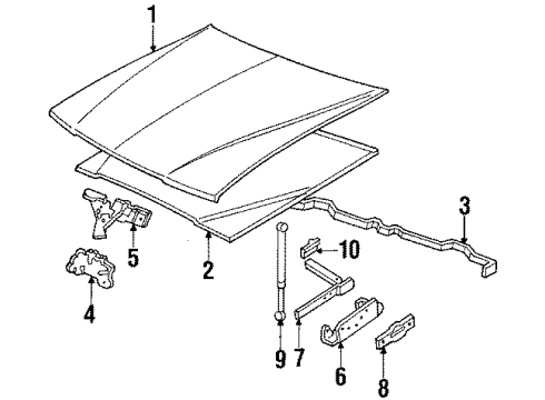 1989 Pontiac Bonneville Latch Assembly, Hood Secondary Diagram for 10037491