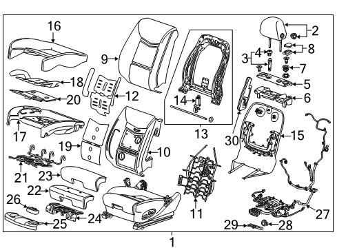 2016 Cadillac XTS Panel Assembly, Front Seat Back Finish *Vecchio Basev Diagram for 23185029