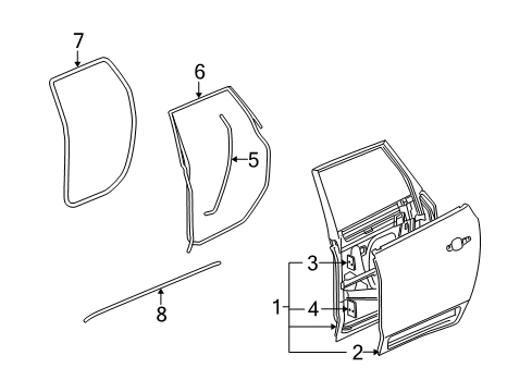 2012 Buick Enclave Sealing Strip Assembly, Rear Side Door Lower Rear Auxiliary Diagram for 22893934