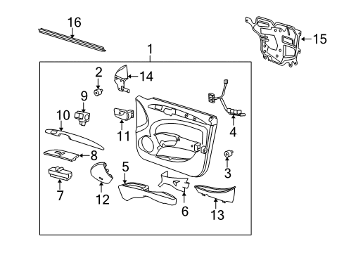 2009 Buick Lucerne Interior Trim - Front Door Diagram