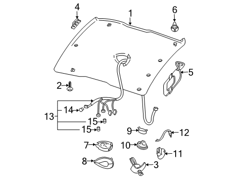 1998 Chevy Cavalier Retainer, Headlining Trim Finish Panel *Neutral Medium Diagram for 10249241