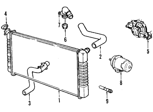 1990 Cadillac DeVille Cooling System, Radiator, Water Pump, Cooling Fan Diagram