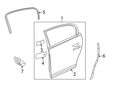 2008 Buick Lucerne Sealing Strip Assembly, Rear Side Door Lower Rear Auxiliary Diagram for 25823639