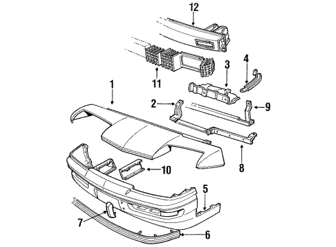 1986 Buick Skyhawk Front End Fascia Emblem Assembly Diagram for 25527519