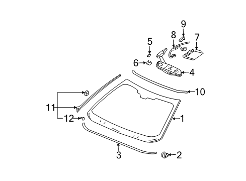 2000 Cadillac DeVille Sealing Strip, Windshield Diagram for 25678194