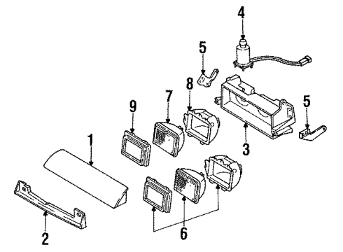 1988 Pontiac Sunbird Headlamps, Electrical Diagram 1 - Thumbnail