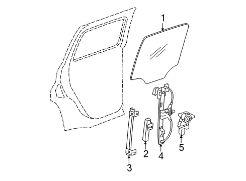 2010 Chevy HHR Rear Door - Glass & Hardware Diagram