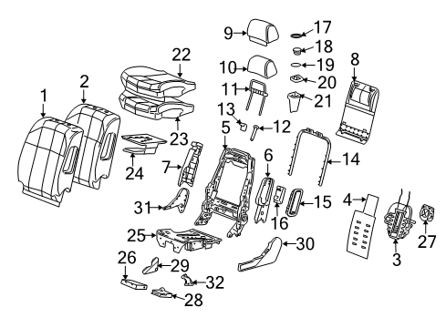 2009 Cadillac STS Frame Asm,Passenger Seat Cushion Diagram for 88952676