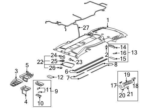 2008 Chevy Uplander Panel Asm,Headlining Trim *Cashmere Diagram for 89024418