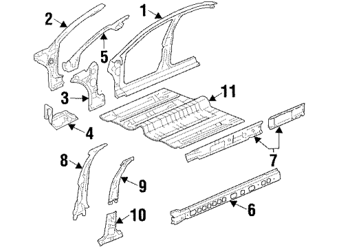 2003 Pontiac Grand Prix Reinforcement Asm,Body Hinge Pillar Inner Panel Diagram for 89023819