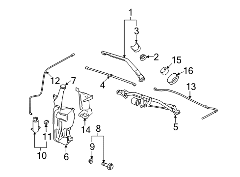 2008 Chevy Avalanche Wiper & Washer Components Diagram