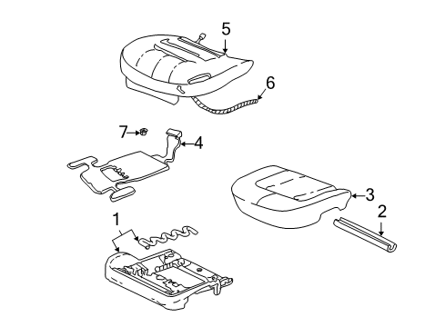 2004 Cadillac DeVille Front Seat Components Diagram 1 - Thumbnail