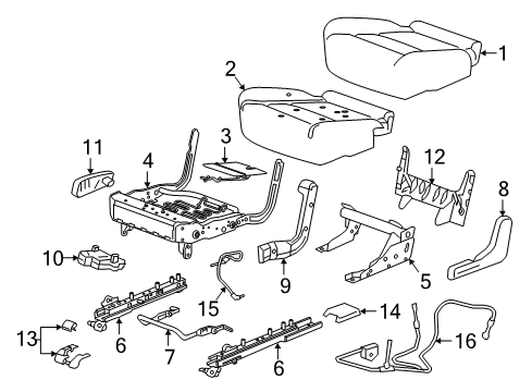 2023 Chevy Traverse Bracket Assembly, Rear Seat Cushion Diagram for 13511200