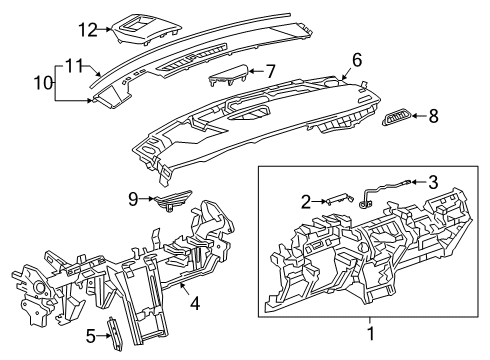 2022 Cadillac XT4 Cluster & Switches, Instrument Panel Diagram 1 - Thumbnail