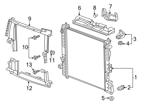 2019 Cadillac XT5 Radiator & Components Diagram