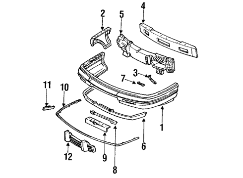 1992 Pontiac Grand Prix Absorber, Front Bumper Fascia Energy Diagram for 16521460