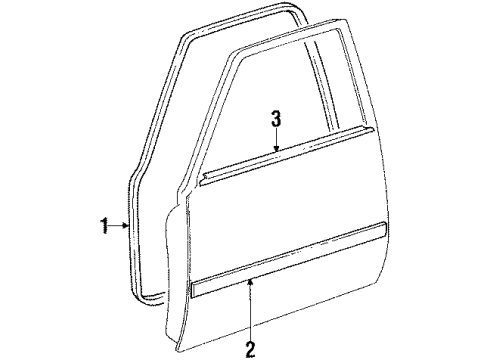 1986 Chevy Nova Molding,Front Side Door Center(LH)(Black) Diagram for 94841453