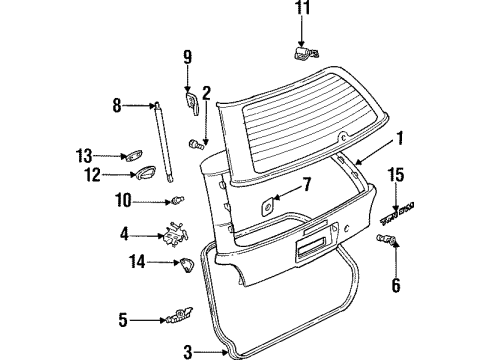 1995 Saturn SW1 Lift Gate Latch Assembly Diagram for 21096984