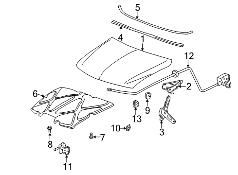 2006 GMC Sierra 1500 Hood & Components, Body Diagram 2 - Thumbnail