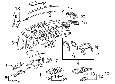 2011 Buick LaCrosse Panel,Instrument Panel Insulator Diagram for 9009180