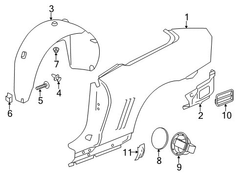 2011 Chevy Camaro Protector,Quarter Outer Panel Diagram for 20951963