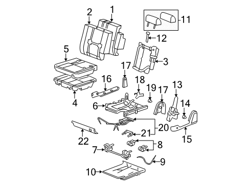 2009 Cadillac Escalade ESV Rear Seat Components Diagram 6 - Thumbnail