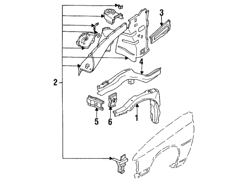 1992 Pontiac LeMans Panel,Fender Liner(RH) Diagram for 90186873