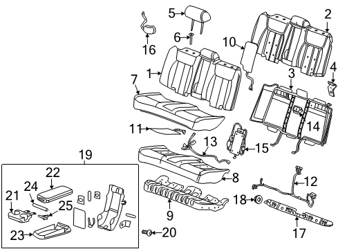 2008 Cadillac DTS Guide Assembly, Rear Seat Head Restraint *Black (Molded In Color) Diagram for 15216387