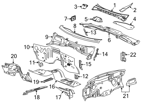 2021 GMC Sierra 1500 Cab Cowl Diagram 1 - Thumbnail