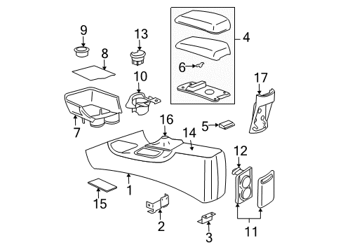 2000 Pontiac Grand Am Plate,Front Floor Console Trim *Gray *Gray Diagram for 22616582