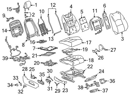 2022 Cadillac XT4 Passenger Seat Components Diagram 2 - Thumbnail