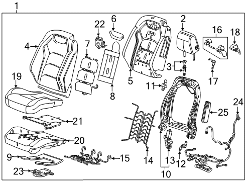 2021 Chevy Camaro Driver Seat Components Diagram 1 - Thumbnail