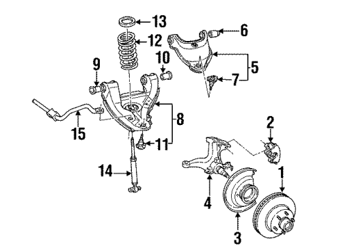 1994 Chevy K2500 Suburban Front Suspension, Control Arm Diagram 1 - Thumbnail