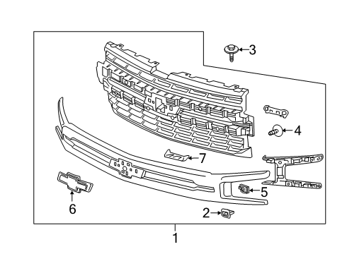 2019 Chevy Silverado 1500 LD Grille & Components Diagram 2 - Thumbnail