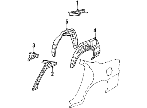 2000 Pontiac Grand Prix Inner Structure - Quarter Panel Diagram 2 - Thumbnail