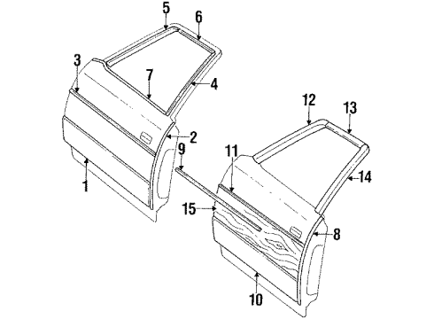 1986 Pontiac Parisienne S/Strip Asm Front Door Diagram for 20107159