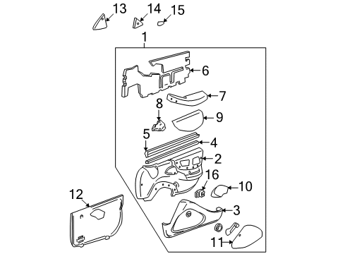 1999 Pontiac Sunfire Panel, Front Side Door Upper Front Trim *Graphite Diagram for 22735559