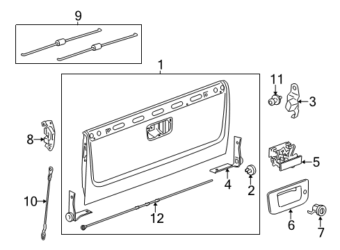 2014 GMC Sierra 3500 HD Tail Gate, Body Diagram 1 - Thumbnail