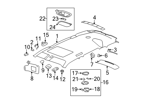 2011 Chevy HHR Panel, Headlining Trim *Gray Y Diagram for 20846243