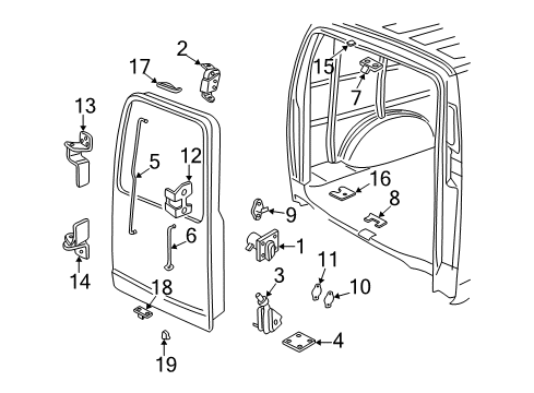 1999 Chevy Express 1500 Rod,Rear Door Latch Diagram for 15886615