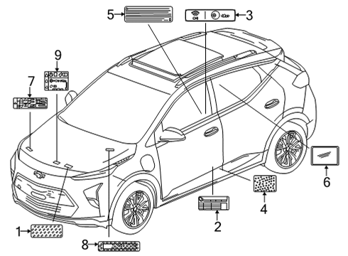 2022 Chevy Bolt EUV Information Labels Diagram