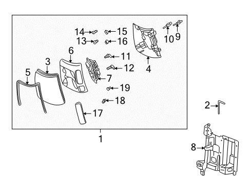 2005 Cadillac Escalade EXT Headlamp Components, Side Marker Lamps Diagram