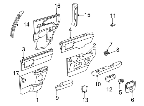 1999 Oldsmobile Bravada Deflector Assembly, Rear Side Door Water *Marked Print Diagram for 15747047